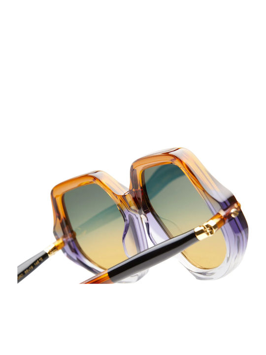 Kuboraum Unisex Sunglasses With Multicolour Horn-Rimmed Frame And Multicolour Gradient Lens
