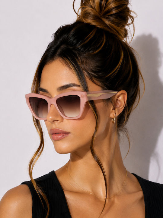 Trussardi Γυναικεία Γυαλιά Ηλίου με Ροζ Κοκκάλινο Σκελετό και Καφέ Ντεγκραντέ Φακό TSW9030 H01