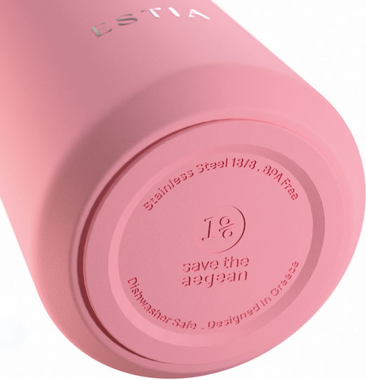 Estia Pulse Save The Aegean Recyclable Thermos Bottle Stainless Steel BPA Free 500ml Rose