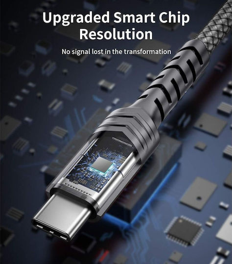 Jsaux Плетен кабел USB-C мъжки - 3,5 мм Сив 1 м