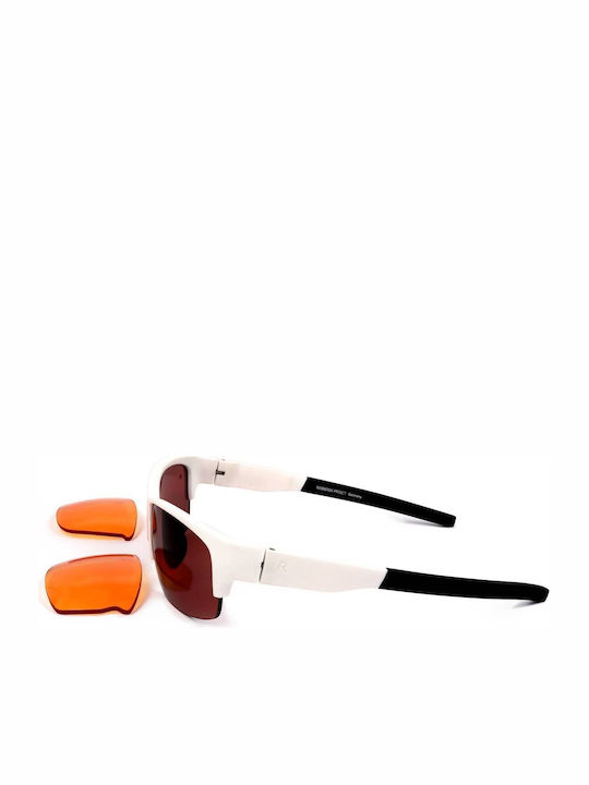 Rodenstock Unisex Sunglasses with White Frame and Red Lens R3275 D