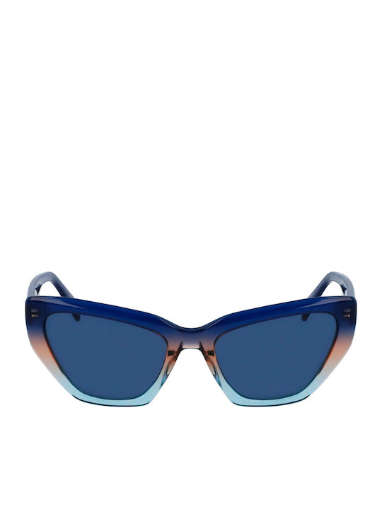 Liu Jo Woman Sunglasses with Blue Horn-Rimmed Frame and Blue Lens