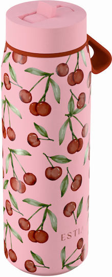 Estia Pulse Save The Aegean Recyclable Thermos Bottle Stainless Steel BPA Free 500ml Cherry Rose