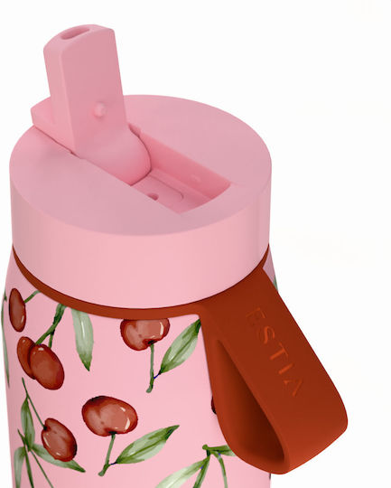 Estia Pulse Save The Aegean Recyclable Thermos Bottle Stainless Steel BPA Free 500ml Cherry Rose