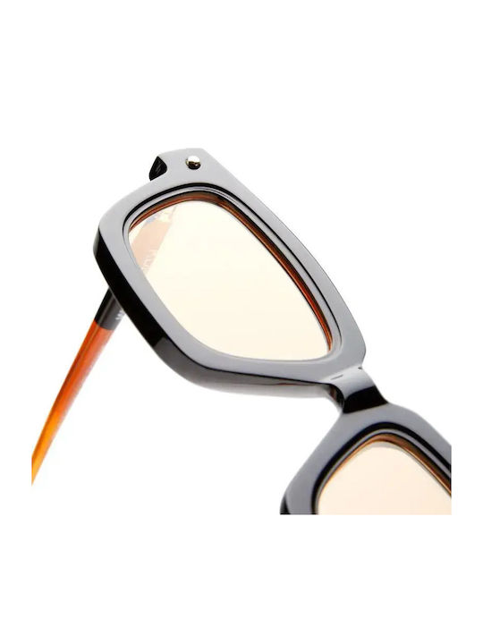 Kuboraum Mask P25 8t Unisex Sunglasses With Black Horn-Rimmed Frame And Yellow Lens