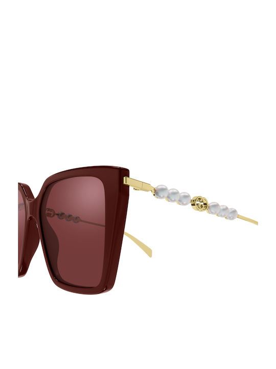 Gucci Feminini Ochelari de soare cu Burgundy Cadru și Burgundy Lentilă GG1967S 004