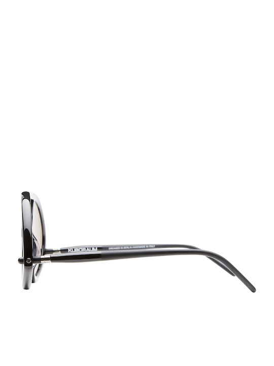 Kuboraum P31-bk Unisex Sunglasses with Black Horn-Rimmed Frame and Black Lens