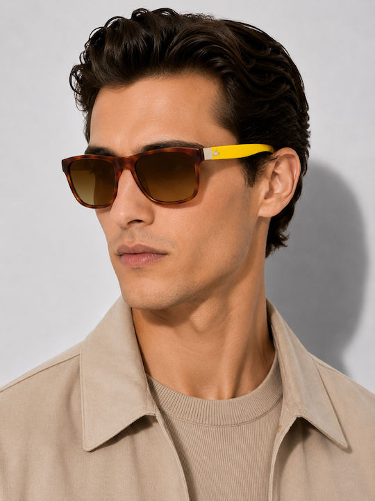 Lacoste Unisex Γυαλιά Ηλίου με Καφέ Σκελετό