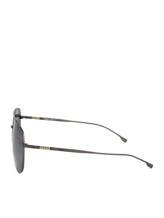 Boss Men's Sunglasses with Gray Metal Frame and Black Mirror Lens S0380232