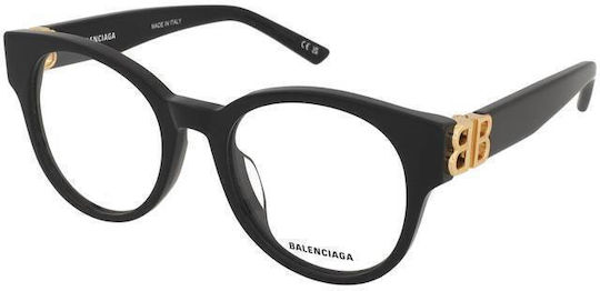 Balenciaga Damen Acetat Brillengestelle Schwarz BB0173O-001