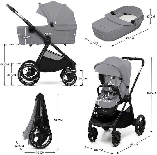Kinderkraft Nea 2.0 Ρυθμιζόμενο Καρότσι 2 σε 1 Kατάλληλο για Nεογέννητο Platinium Grey