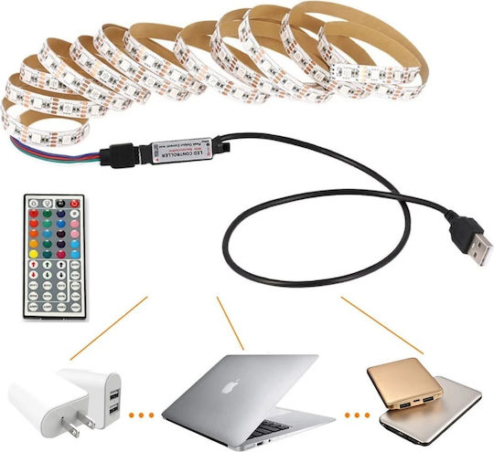 LED-Streifen USB 5V RGB Licht 3m Typ SMD5050 mit Netzteil & Fernbedienung