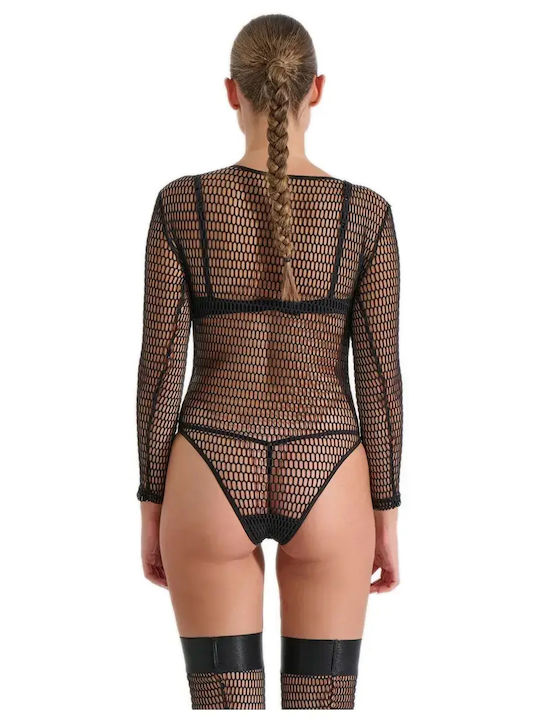 Milena by Paris Sexy Κορμάκι Διχτυωτό Μαύρο