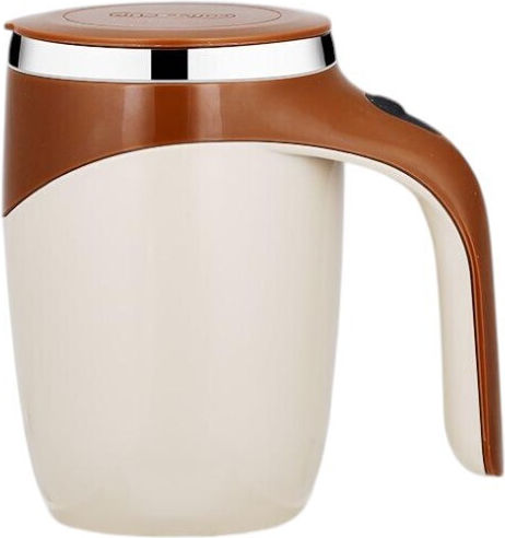 Portable Flask Thermos Bottle Stainless Steel Plastic 400ml Brown with Handle