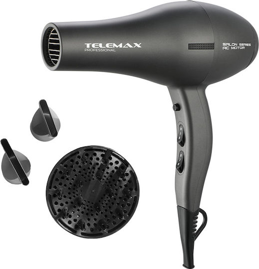 Telemax FK-8813 Professional Hair Dryer with Diffuser 2200W Grey