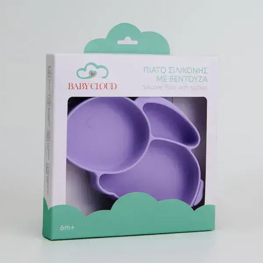 Baby Cloud Παιδικό Πιάτο Φαγητού Κουνελάκι από Σιλικόνη Μωβ