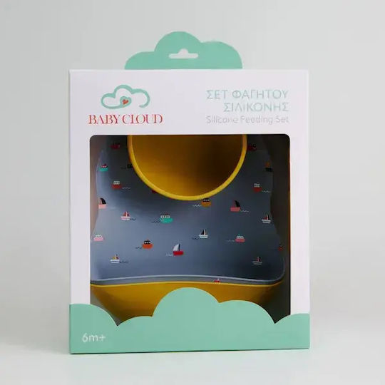 Baby Cloud Feeding Set Boats made of Silicone with Non-Slip Base Gray 4pcs for 6+ months