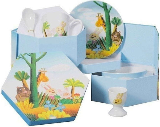 Cryspo Trio Σετ Φαγητού Zoo από Πορσελάνη Πολύχρωμο 5τμχ