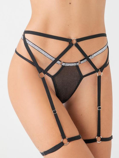 Milena By Paris 5341 Strumpfbänder Weiche Gummibänder & Metallringe Schwarz Silber