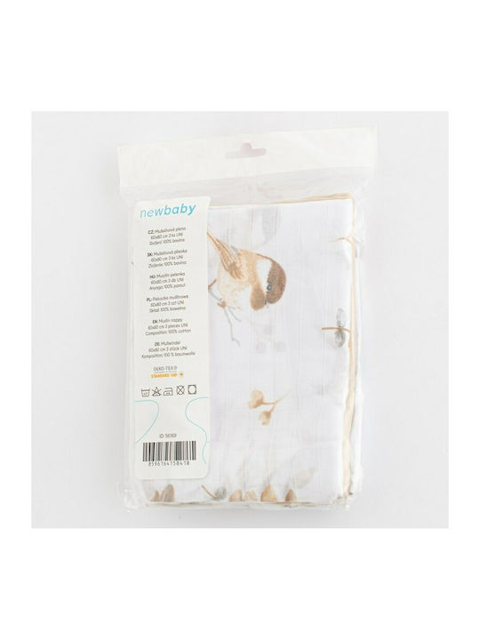 New Baby Multicolour Cotton Burp Cloths 70x80cm 3 Pieces
