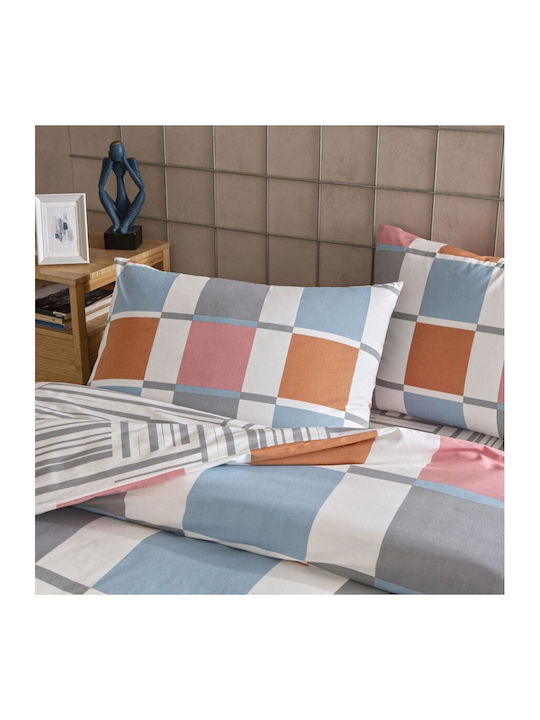 Tac Set Huse Pentru Pilote 100% Bumbac 160x200cm Simplă Cu Față De Pernă & 1 Cearșaf Albastru