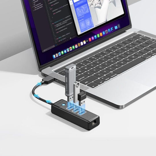 Orico USB Hub 4 Ports with USB-A / Ethernet Connection