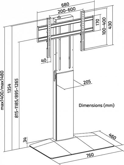 Superior 188-0088 Suport TV De Pardoseală Până La 86" și 40kg Argintiu