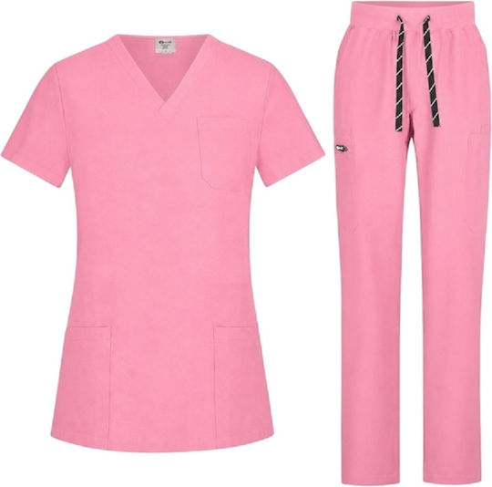 B-Well B-Well Damen Medizinischer Kittel Hose & Bluse Set Rosa