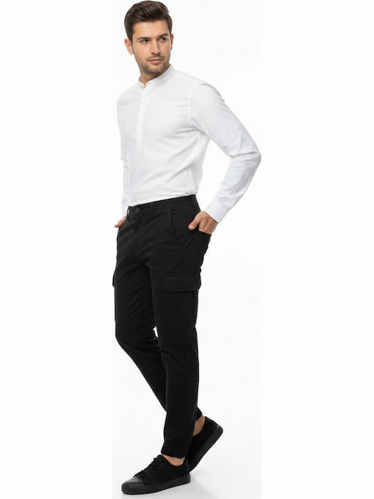 Pantaloni Cargo cu Croială Slim Negru