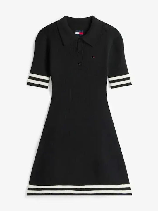 Summer Mini T-Shirt Knitted Black Dress