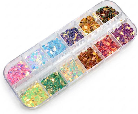 Wd Nageldesign Deco 3D Kristall Metallblätter Set 12 Farben