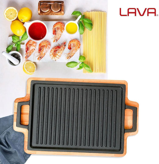 Placă De Fontă 22x30cm Bază Din Lemn Lava