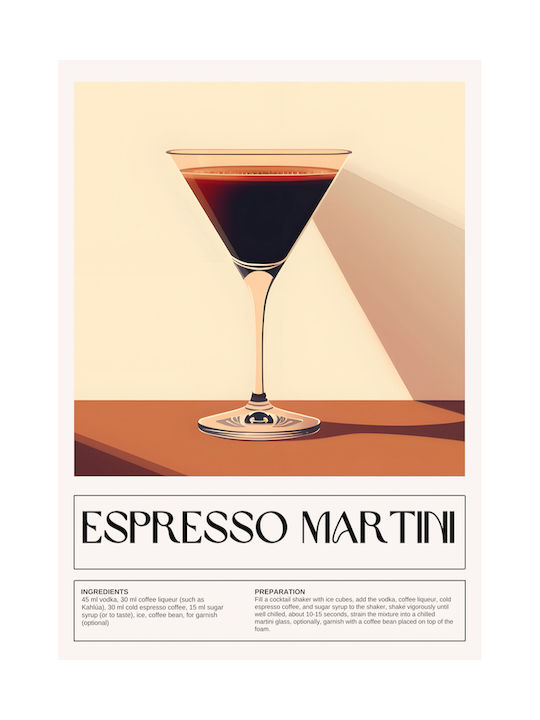 Poster Espresso Martini Cocktail Pst25472 21cm X 30cm Frame Natural Wooden Beige