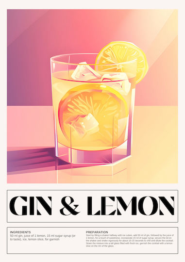 Poster Gin & Lemon Cocktail Pst25465 21cm X 30cm White Frame Pvc-71088pd154858f55324