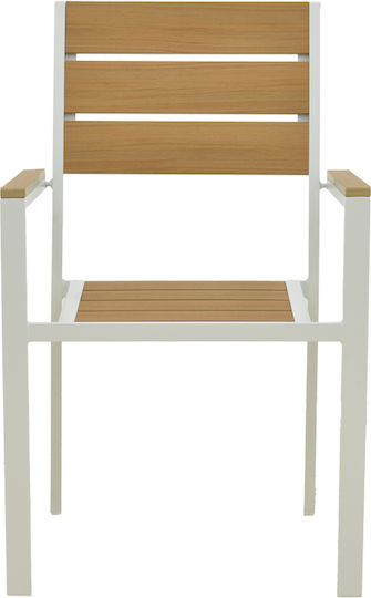 Garten- und Outdoor-Möbelsets Typsatz Speisesaal 7 Stücke Herstellerfarbe Weiß mit Sonnenschirmhalter