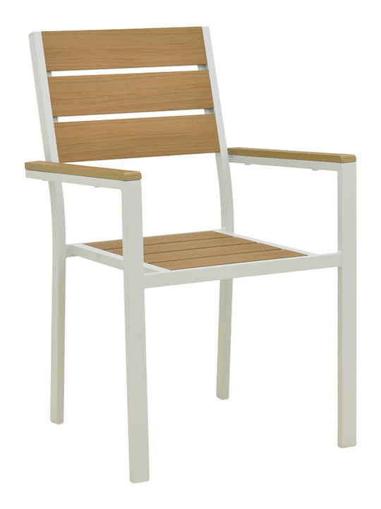 Garten- und Outdoor-Möbelsets Typsatz Speisesaal 7 Stücke Herstellerfarbe Weiß mit Sonnenschirmhalter