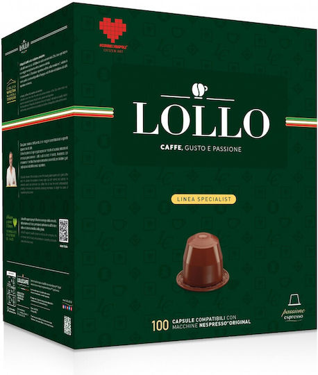 Lollo Caffe Capsule Espresso Passionespresso Classico Compatibile cu Aparatele Nespresso 100 capsule