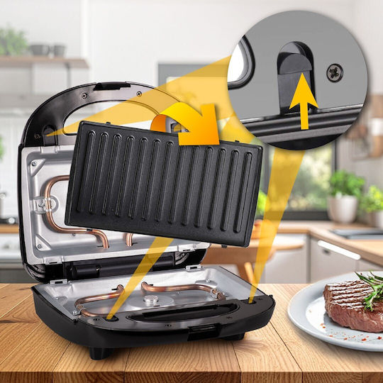 Eldom Multix 5 in 1 Sandwich Maker for 2 Toasts 850W Black