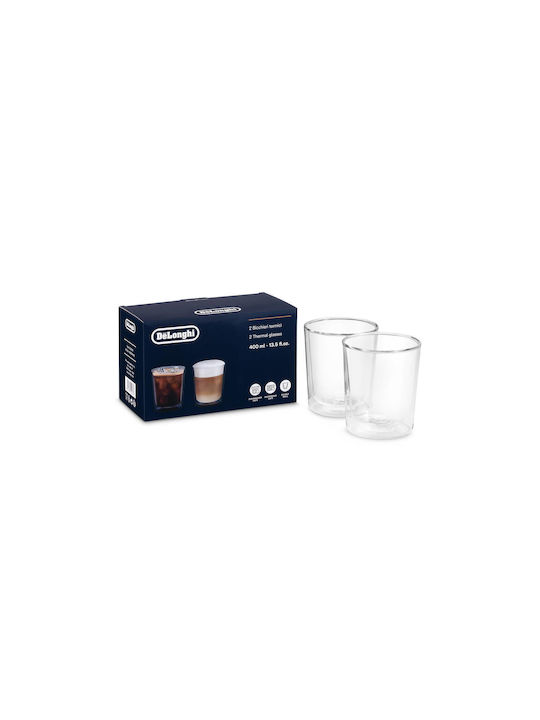 De'Longhi Σετ Ποτήρια Νερού / Καφέ/Freddo από Γυαλί 400ml 2τμχ