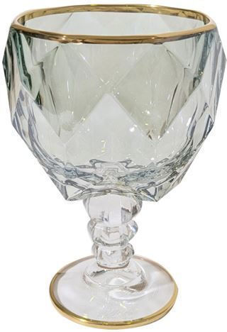 Griffe Montenapoleone Tall Goblet Gold Rim Glass for White Wine made of Glass in Green Color Goblet