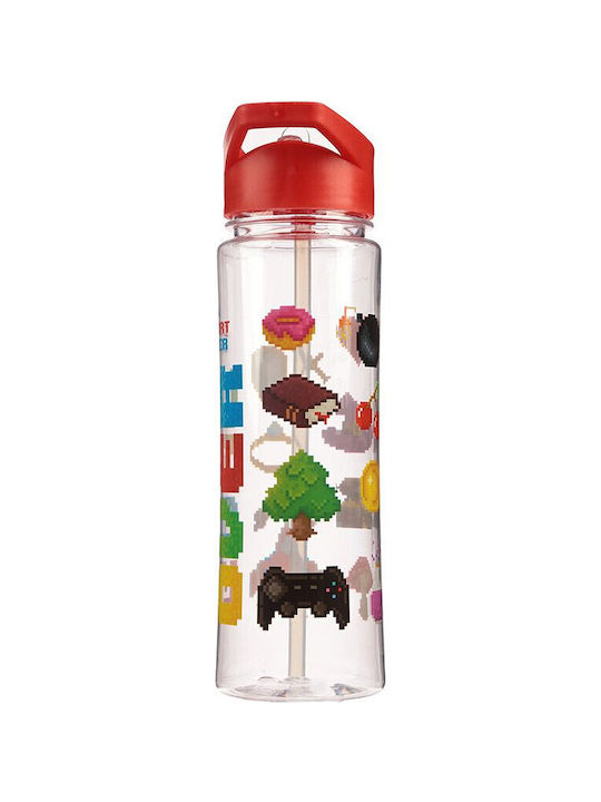 Puckator Pahar pentru apa din Plastic în Culoarea Roșu cu pai 550ml
