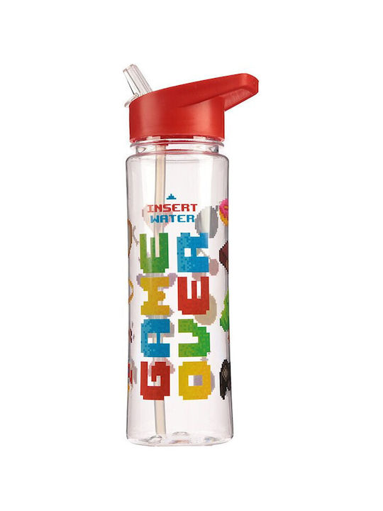 Puckator Pahar pentru apa din Plastic în Culoarea Roșu cu pai 550ml