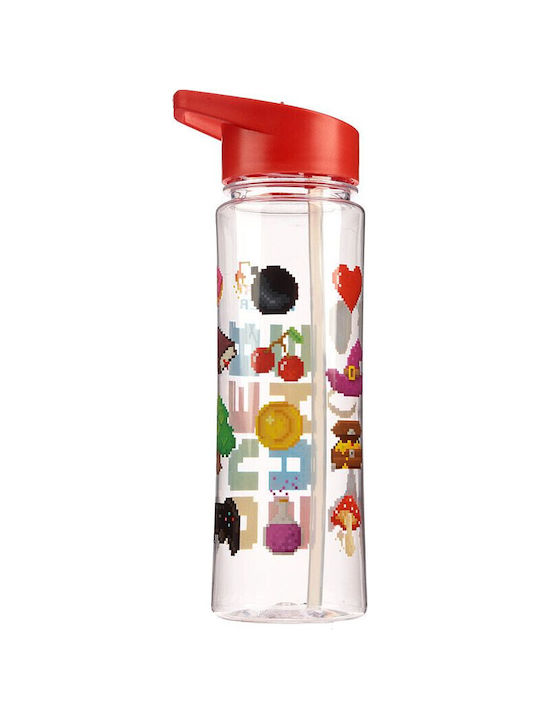 Puckator Pahar pentru apa din Plastic în Culoarea Roșu cu pai 550ml