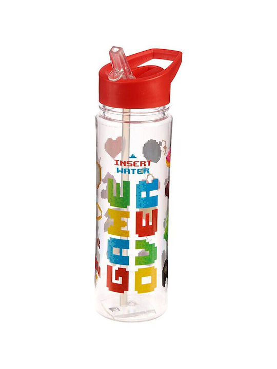 Puckator Pahar pentru apa din Plastic în Culoarea Roșu cu pai 550ml