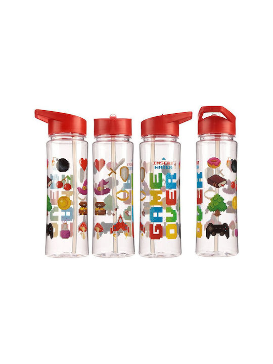 Puckator Pahar pentru apa din Plastic în Culoarea Roșu cu pai 550ml