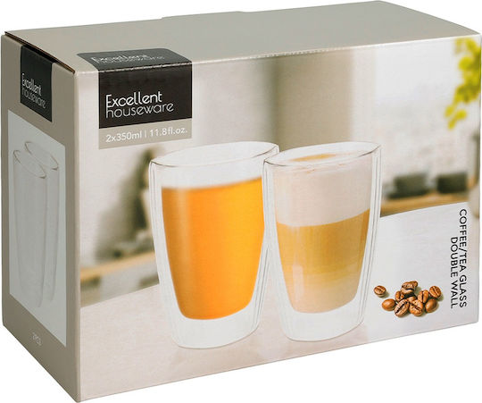 Excellent Houseware Set Brillen Kaffee / Freddo Glas 350ml 2 Stück