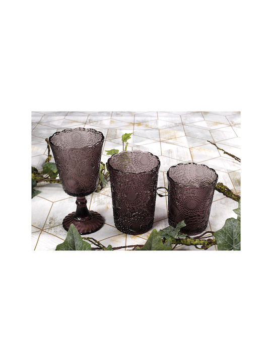 HFA Vintage Set of Glasses for White and Red Wine made of Glass in Purple Color Stemmed 300ml 6pcs
