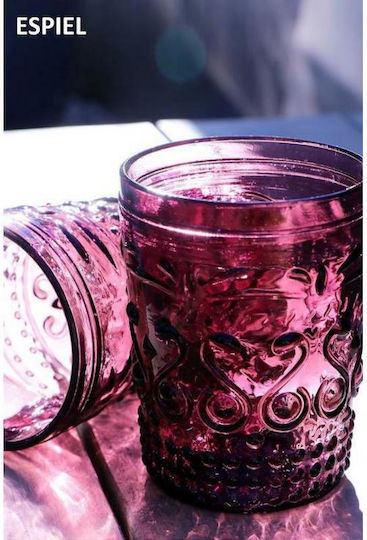 Espiel Oxford Set of Glasses Water made of Glass in Pink Color 6pcs
