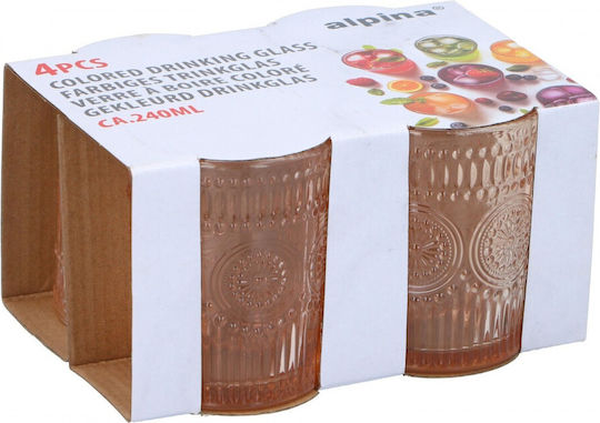 Wasserbrillen Orange S/4 Klassisch 240ml/7,8x10cm
