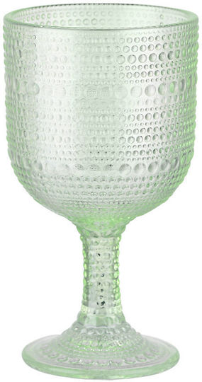 Estia Dots Set of Glasses for White Wine Made of Green Glass Goblets 375ml 07-39523 6 Pieces